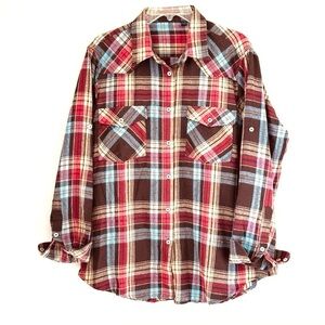 Design in Italy Women's Plaid Button Down‎ Shirt XL